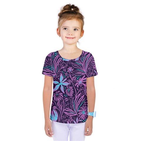 Stamping Pattern Leaves Drawing Kids  One Piece Tee by Sapixe