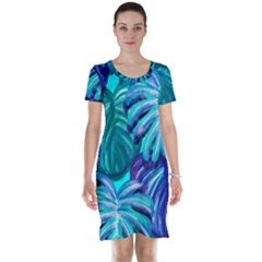 Leaves Tropical Palma Jungle Short Sleeve Nightdress by Sapixe