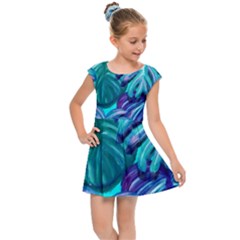 Leaves Tropical Palma Jungle Kids Cap Sleeve Dress by Sapixe