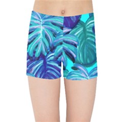 Leaves Tropical Palma Jungle Kids Sports Shorts by Sapixe