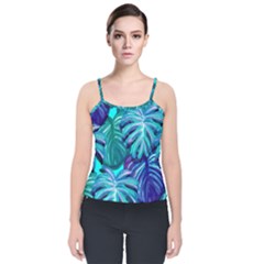 Leaves Tropical Palma Jungle Velvet Spaghetti Strap Top