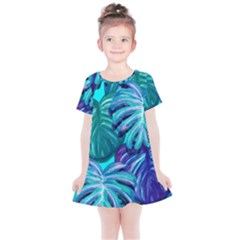 Leaves Tropical Palma Jungle Kids  Simple Cotton Dress by Sapixe