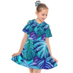 Leaves Tropical Palma Jungle Kids  Short Sleeve Shirt Dress