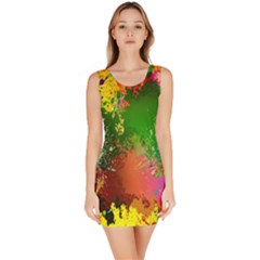 Embroidery Dab Color Spray Bodycon Dress by Sapixe