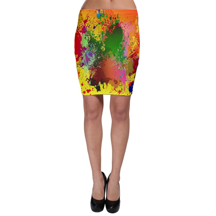 Embroidery Dab Color Spray Bodycon Skirt