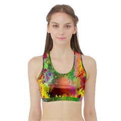 Embroidery Dab Color Spray Sports Bra With Border by Sapixe