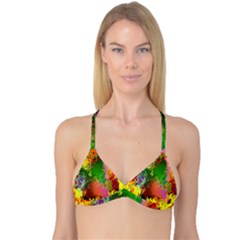 Embroidery Dab Color Spray Reversible Tri Bikini Top by Sapixe