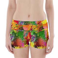 Embroidery Dab Color Spray Boyleg Bikini Wrap Bottoms by Sapixe