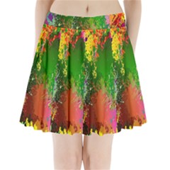 Embroidery Dab Color Spray Pleated Mini Skirt by Sapixe