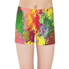 Embroidery Dab Color Spray Kids Sports Shorts by Sapixe