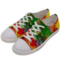 Embroidery Dab Color Spray Women s Low Top Canvas Sneakers by Sapixe