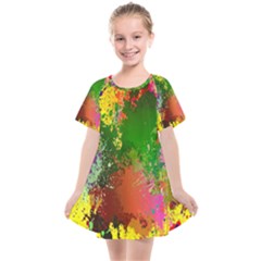 Embroidery Dab Color Spray Kids  Smock Dress by Sapixe