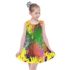 Embroidery Dab Color Spray Kids  Summer Dress by Sapixe