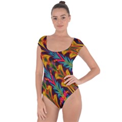 Background Abstract Texture Short Sleeve Leotard 