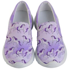 Light Purple Seamless Unicorn Print Kid s Lightweight Slip Ons by PattyVilleDesigns