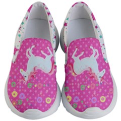 Hot Pink Unicorn & Stars Print Kid s Lightweight Slip Ons by PattyVilleDesigns