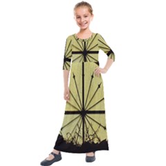 Window About Glass Metal Weathered Kids  Quarter Sleeve Maxi Dress by Sapixe