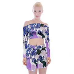 Blossom Bloom Floral Design Off Shoulder Top With Mini Skirt Set by Sapixe