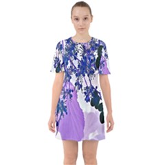 Blossom Bloom Floral Design Sixties Short Sleeve Mini Dress by Sapixe