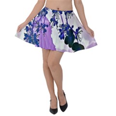 Blossom Bloom Floral Design Velvet Skater Skirt by Sapixe