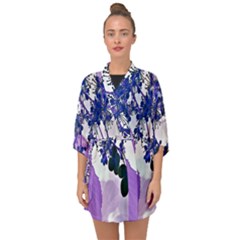 Blossom Bloom Floral Design Half Sleeve Chiffon Kimono by Sapixe