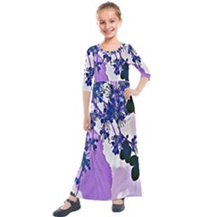 Blossom Bloom Floral Design Kids  Quarter Sleeve Maxi Dress