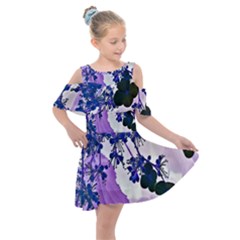 Blossom Bloom Floral Design Kids  Shoulder Cutout Chiffon Dress