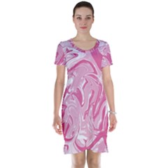 Pink Marble Painting Texture Pattern Short Sleeve Nightdress