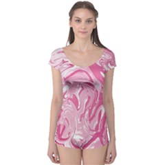 Pink Marble Painting Texture Pattern Boyleg Leotard  by Sapixe