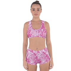 Pink Marble Painting Texture Pattern Racerback Boyleg Bikini Set by Sapixe