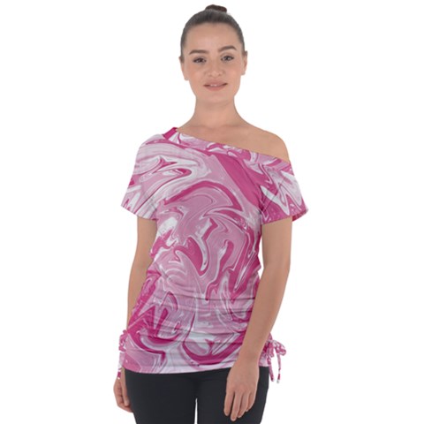 Pink Marble Painting Texture Pattern Tie-up Tee by Sapixe