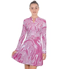 Pink Marble Painting Texture Pattern Long Sleeve Panel Dress