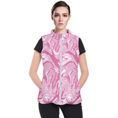 Pink Marble Painting Texture Pattern Women s Puffer Vest by Sapixe