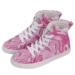 Pink Marble Painting Texture Pattern Women s Hi-top Skate Sneakers by Sapixe