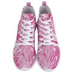 Pink Marble Painting Texture Pattern Men s Lightweight High Top Sneakers