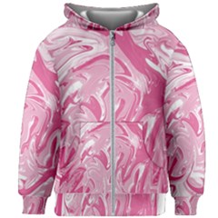 Pink Marble Painting Texture Pattern Kids Zipper Hoodie Without Drawstring