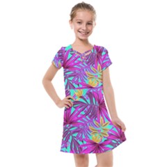 Tropical Greens Leaves Design Kids  Cross Web Dress