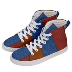 Leather Background Structure Orange Men s Hi-top Skate Sneakers by Sapixe