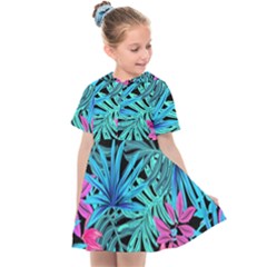 Leaves Picture Tropical Plant Kids  Sailor Dress by Sapixe