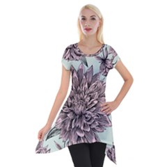 Flowers Flower Rosa Spring Short Sleeve Side Drop Tunic by Sapixe