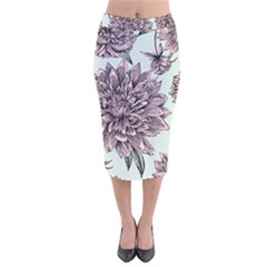 Flowers Flower Rosa Spring Velvet Midi Pencil Skirt by Sapixe