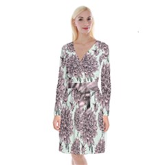 Flowers Flower Rosa Spring Long Sleeve Velvet Front Wrap Dress by Sapixe