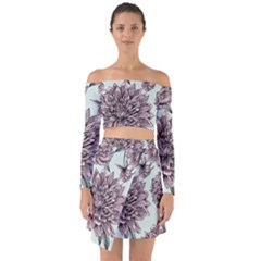 Flowers Flower Rosa Spring Off Shoulder Top With Skirt Set by Sapixe