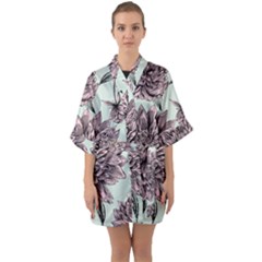 Flowers Flower Rosa Spring Quarter Sleeve Kimono Robe by Sapixe