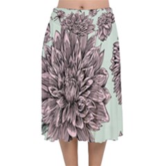 Flowers Flower Rosa Spring Velvet Flared Midi Skirt by Sapixe