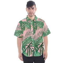 Tropical Greens Leaves Design Men s Short Sleeve Shirt