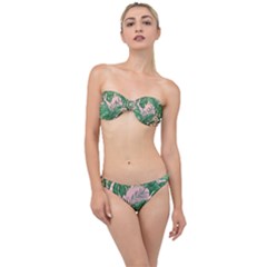 Tropical Greens Leaves Design Classic Bandeau Bikini Set by Sapixe