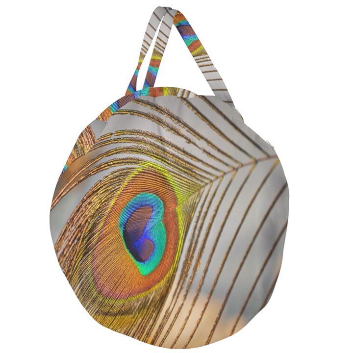 Peacock Feather Feather Bird Giant Round Zipper Tote