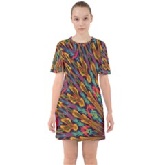 Background Abstract Texture Sixties Short Sleeve Mini Dress by Sapixe