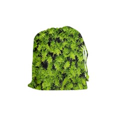 Green Hedge Texture Yew Plant Bush Leaf Drawstring Pouch (medium) by Sapixe